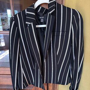 Nine West Blazer with silvery multi-width stripes & tie-up sleeve cuffs